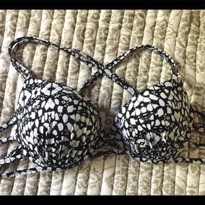Black and White Marble Bikini Top